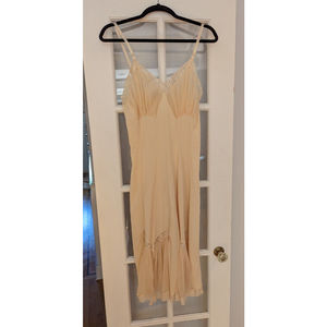 Vintage Rogers Full Slip Nightgown Lingerie Sz 38 1950s Sheer Champagne